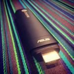Asus Chromebit CS10 Photo of Asus Chromebit CS10 computer on striped surface